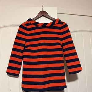 Boden Orange and Navy striped top